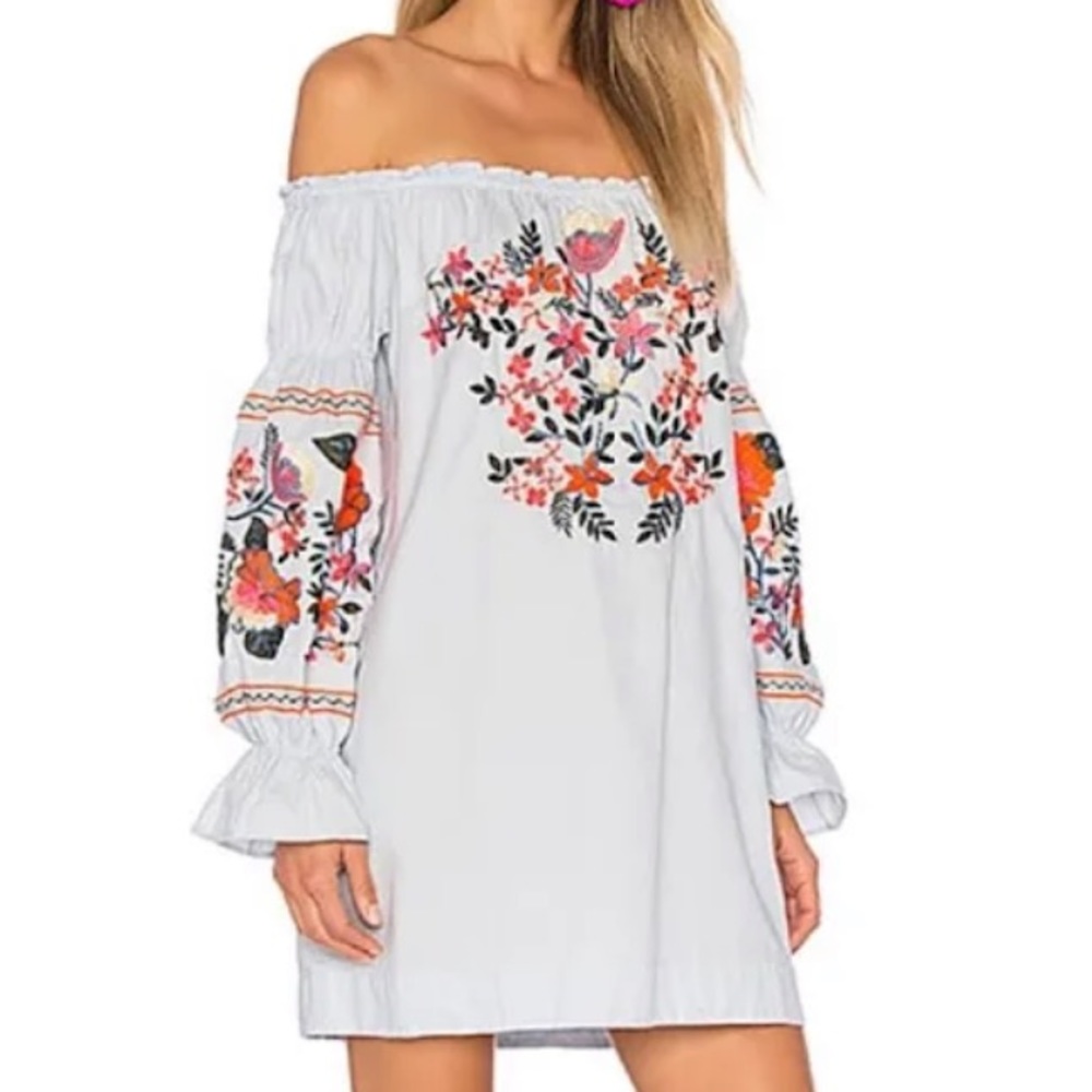 Free People Fluer du Jour Cotton Embroidered Mini dress
